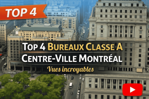 Vue aérienne du centre-ville de Montréal – immeubles de bureaux Classe A